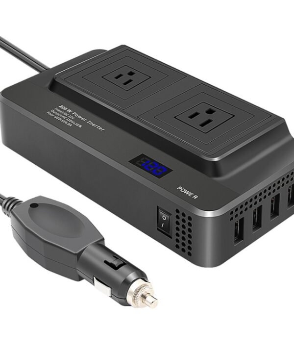 DC12V 200W AC110V Car Smart Multi-functional Digital Display Inverter, US Plug
