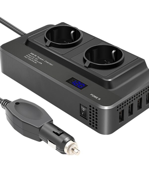 DC12V 200W AC220V Car Smart Multi-functional Digital Display Inverter, EU Plug