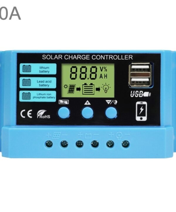 10A Solar Charge Controller 12V / 24V Lithium Lead-Acid Battery Charge Discharge PV Controller