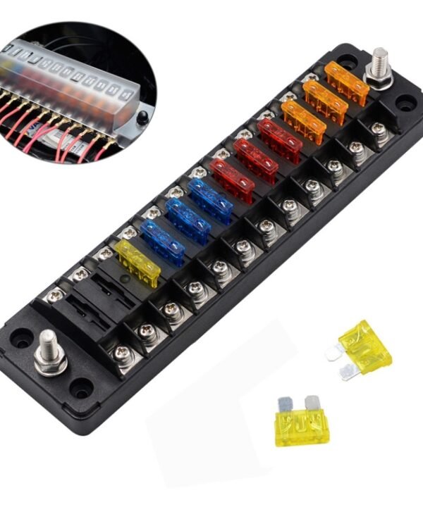 FB1904 1 In 1 Out 12 Ways Positive Negative Fuse Box with 24 Fuses for Auto Car Truck Boat