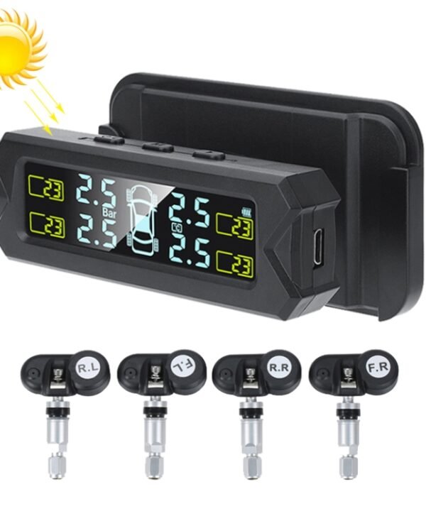 Car High Precision Solar Charging Tire Pressure Monitoring System TPMS, Built-in Beep Sensor