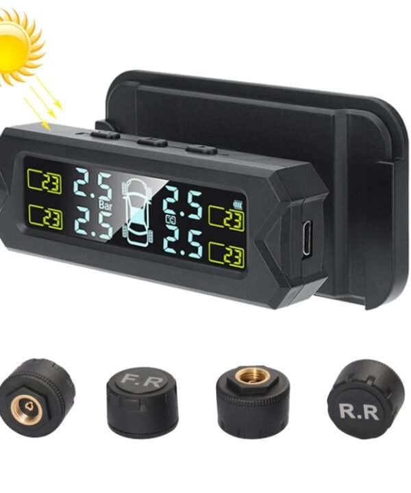 Car High Precision Solar Charging Tire Pressure Monitoring System TPMS, External Beep Sensor