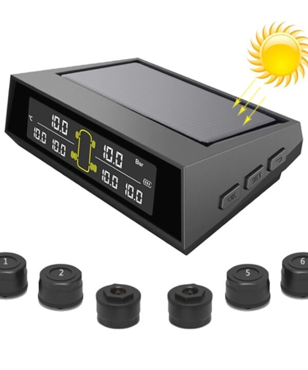 Car Solar Wireless Tire Pressure Monitoring System TPMS 6 External Sensors for 6-wheel Truck Bus