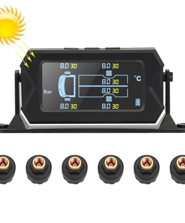 15Bar Solar Wireless Tire Pressure Monitoring System TPMS 6 External Sensors for 6-wheel Truck Bus