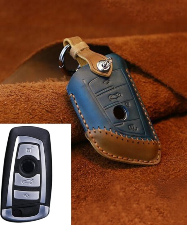 For BMW Blade Style Car Cowhide Leather Key Protective Cover Key Case, Three Keys Version, For BMW, Three Keys Version