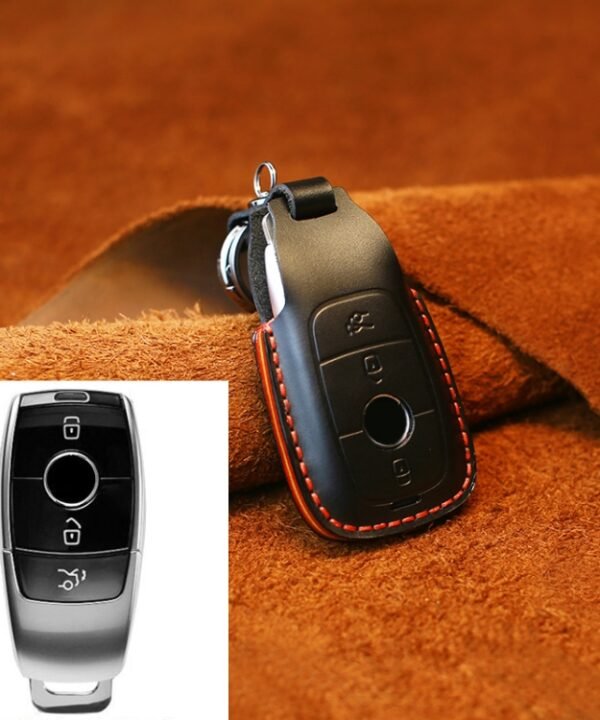 For Mercedes-Benz Colorful Edge Style Car Cowhide Leather Key Protective Cover Key Case, For Mercedes-Benz