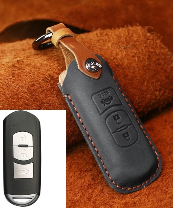 For Mazda Old Style Hallmo Car Cowhide Leather Key Protective Cover Key Case, Three Keys Version, Three Keys Version, For Mazda Old Style, Three Keys Version, For Mazda Old Style