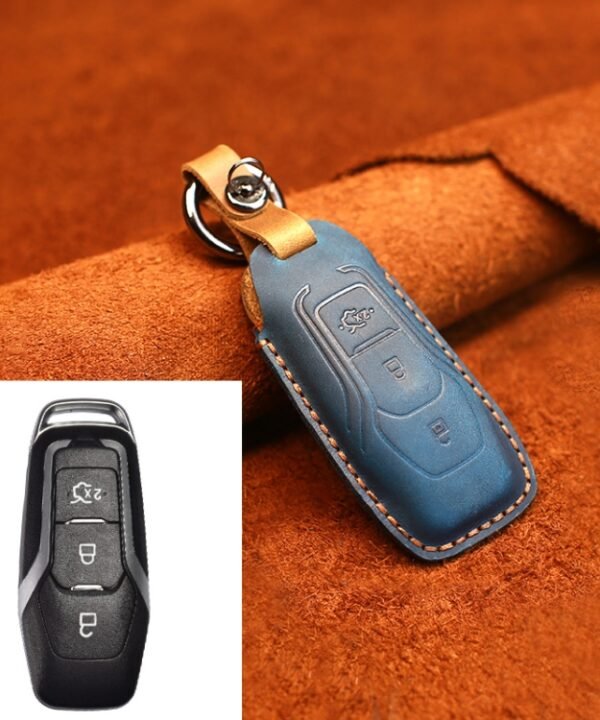 For Ford Old Style Car Cowhide Leather Key Protective Cover Key Case, For Ford Old Style