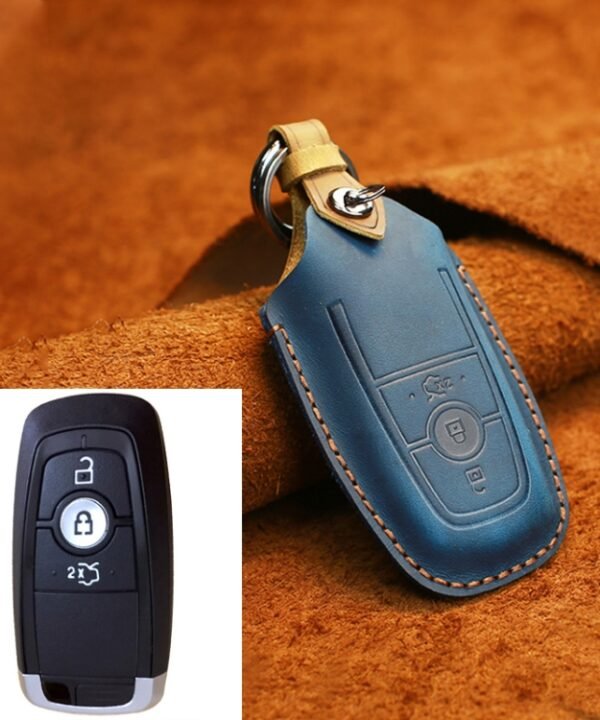 For Ford Car Cowhide Leather Key Protective Cover Key Case, Three Keys Version, For Ford, Three Keys Version
