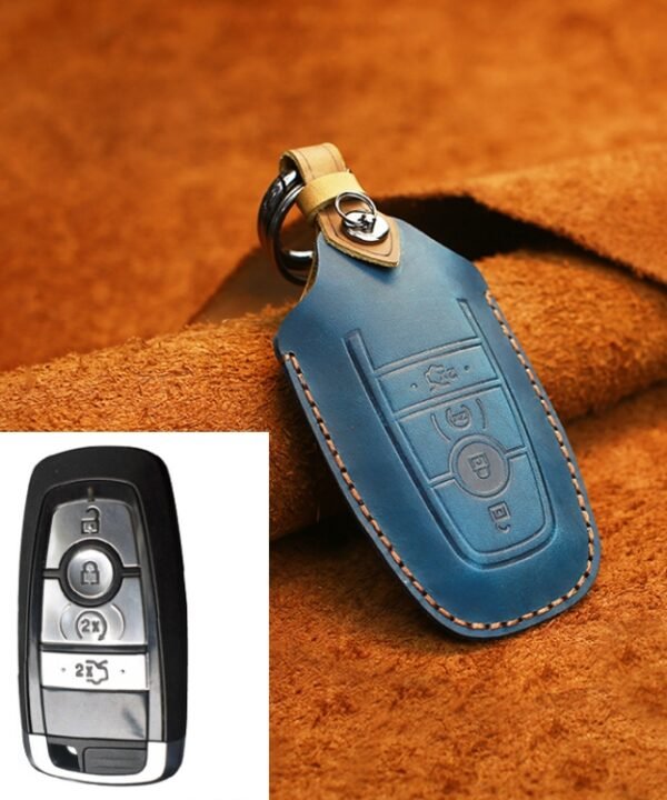 For Ford Car Cowhide Leather Key Protective Cover Key Case, Four Keys Version, For Ford, Four Keys Version