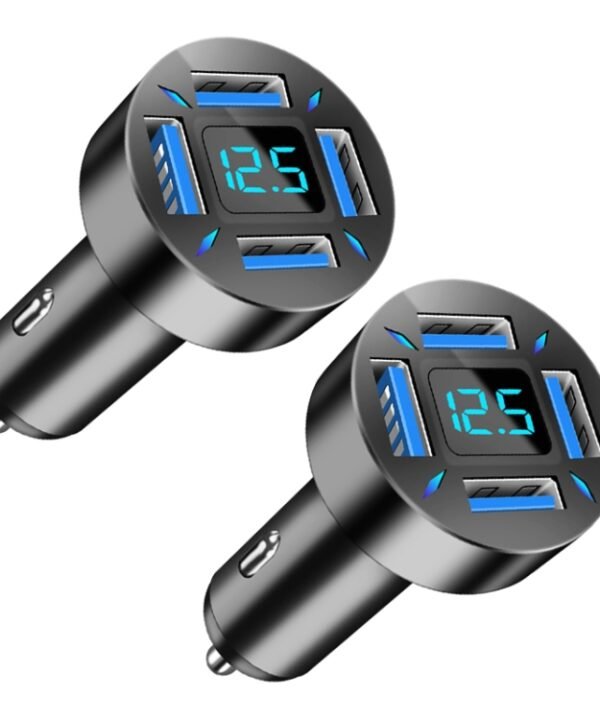 2pcs 4 in 1 USB 4.8A Digital Display Car Charger