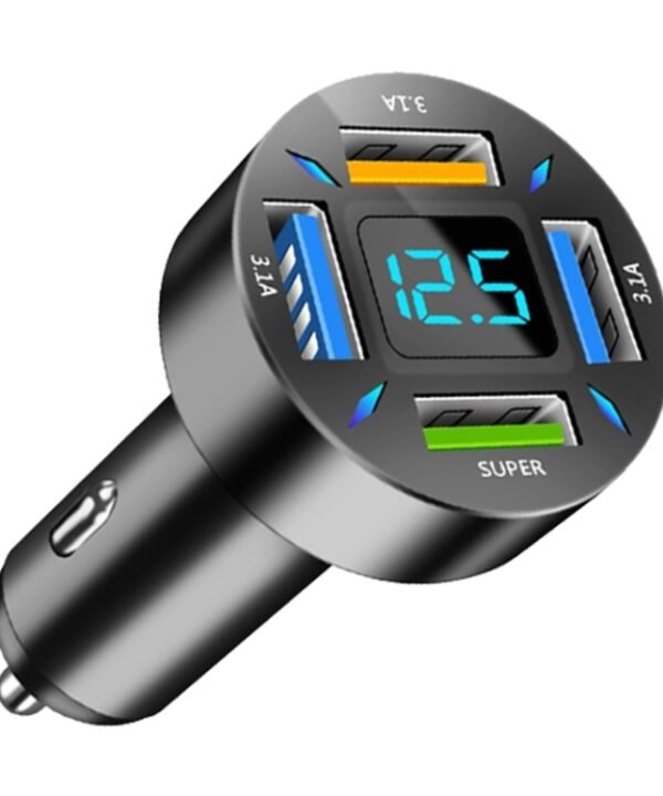 4 in 1 USB 66W Digital Display Car Super Fast Charger