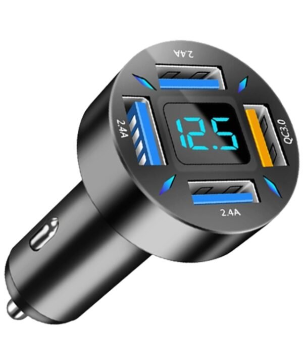 4 in 1 USB QC3.0 Digital Display Car Fast Charger