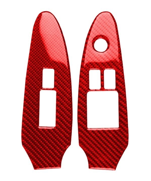2 in 1 Car Carbon Fiber Window Lift Panel Decorative Sticker for Nissan 370Z / Z34 2009-, Right Drive Low-configured, Window Lift Panel, Right Drive
