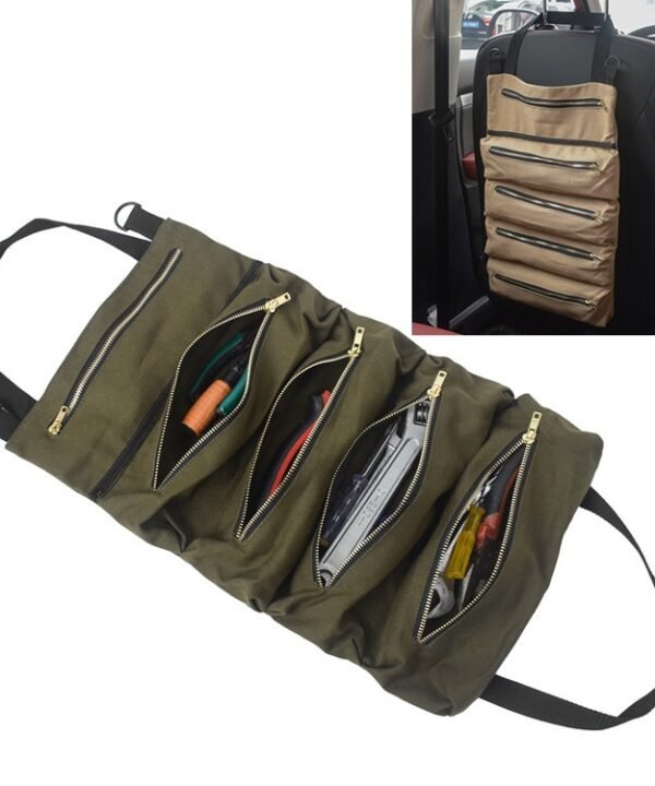 Car Auto Multi-function Canvas Storage Bag Portable Tool Bag Hanging Pocket Bag, Multi-function Army Green, Multi-function Black, Multi-function Khaki