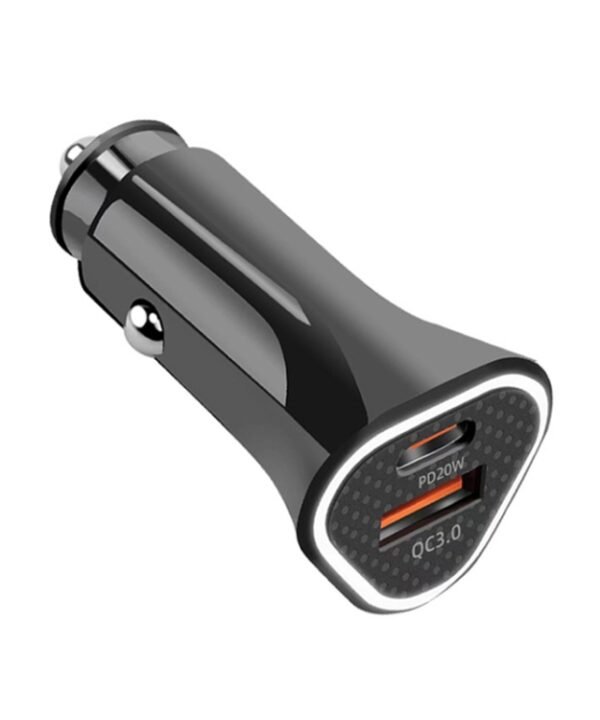 PD + QC3.0 Car 2 in 1 Triangle Fast Charger Car Cigarette Lighter, Car Triangle Charger