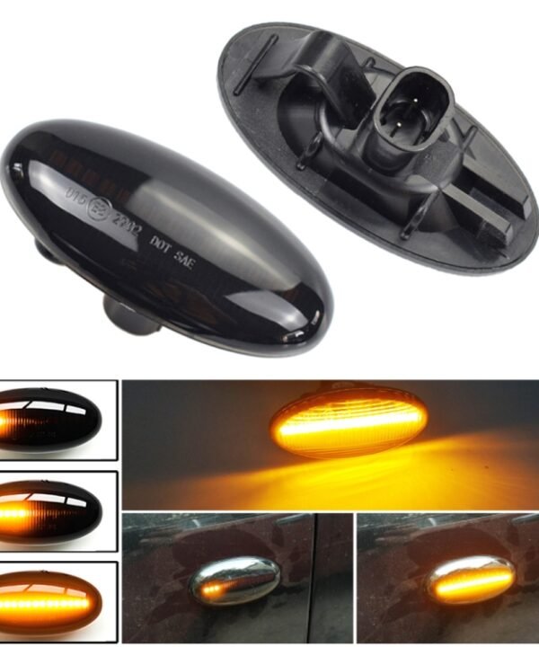 2pcs For Mazda 2 DY 2003-2007 Car Dynamic LED Fender Side Light, For Mazda 2 DY 2003-2007 (Transparent Black)
