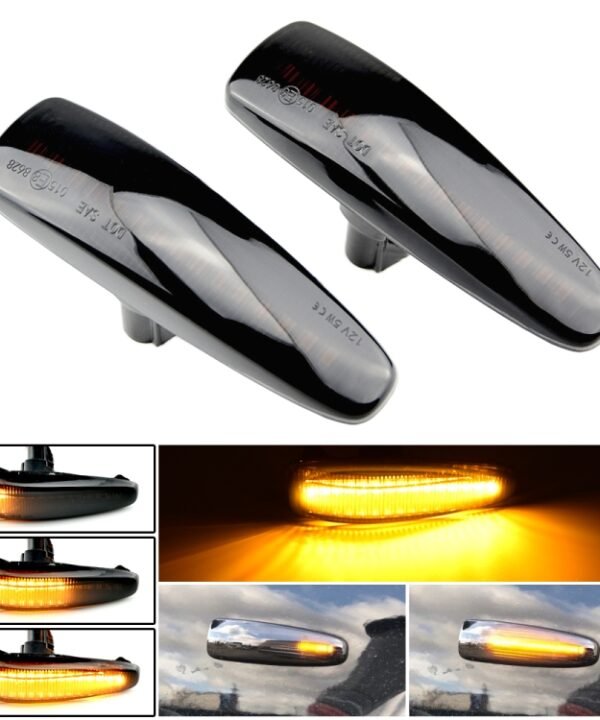 2pcs For Mitsubishi Lancer 2008-2018 Car Dynamic LED Fender Side Light, For Mitsubishi Lancer 2008-2018 (Transparent Black), For Mitsubishi Lancer 2008-2018 (Transparent)