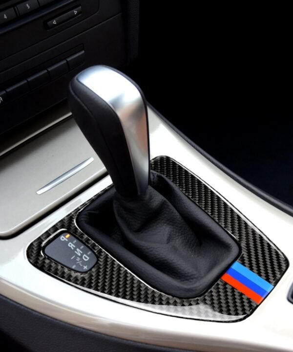 Three Color Carbon Fiber Car Left Driving Gear Panel Decorative Sticker for BMW E90 / E92 2005-2012, Sutible for Left Driving
