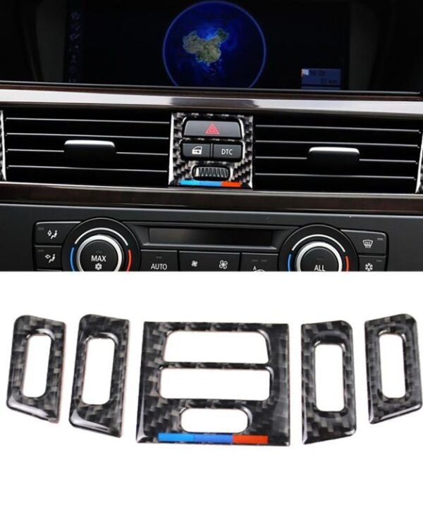 5 PCS High Matching Three Color Carbon Fiber Car Air Outlet Decorative Sticker for BMW E90 / E92 / E93 2005-2012