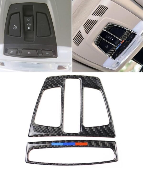 Three Color Carbon Fiber Car Reading Light Panel Decorative Sticker for BMW F20 2012-2017 / F30 / F34 / F32 2013-2017 / X5 2014-2017 / X6 2015-2017 / X1 2016-2017