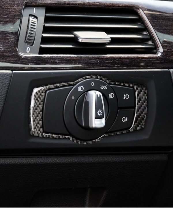 Carbon Fiber Car Headlight Switch Decorative Sticker for BMW E90 / E92 / E93 2005-2012