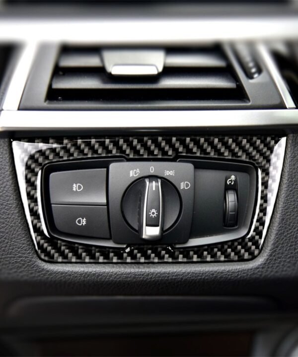 Carbon Fiber Car Headlight Switch Decorative Sticker for BMW F30 2013-2017 / F34 2013-2017