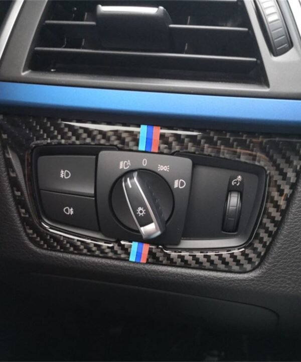 Three Color Carbon Fiber Car Headlight Switch Decorative Sticker for BMW F30 2013-2017 / F34 2013-2017
