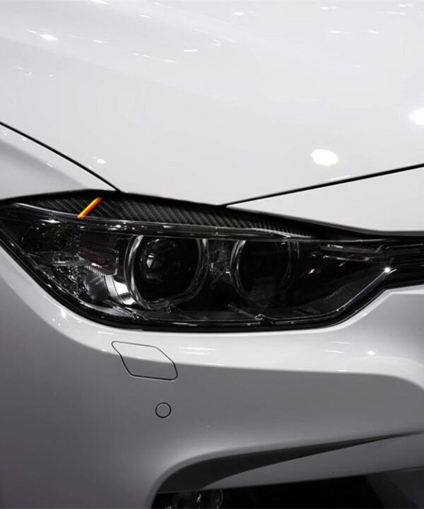 1 Pairs Yellow Red Color Carbon Fiber Car Lamp Eyebrow Decorative Sticker for BMW F30 2013-2015