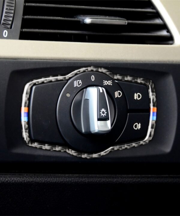 Three Color Carbon Fiber Car Headlight Switch Decorative Sticker for BMW E90 / E92 / E93 2005-2012 / 320i / 325i, Thin Version