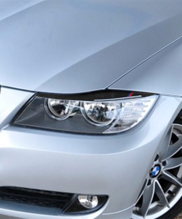 1 Pair Carbon Fiber Car Lamp Eyebrow Decorative Sticker for BMW E90 / 318i / 320i / 325i 2009-2012, Lamp Eyebrow(Three Color), Lamp Eyebrow