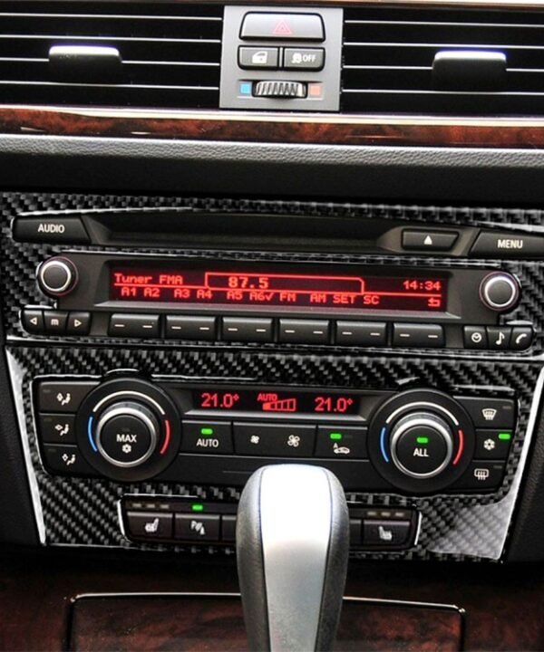 Carbon Fiber Car Central Control CD Panel Decorative Sticker for BMW E90 / E92 2005-2012, Non Navigation with Hole