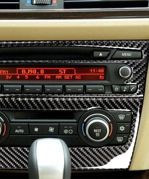 Carbon Fiber Car Central Control CD Panel Decorative Sticker for BMW E90 / E92 2005-2012, Non Navigation without Hole