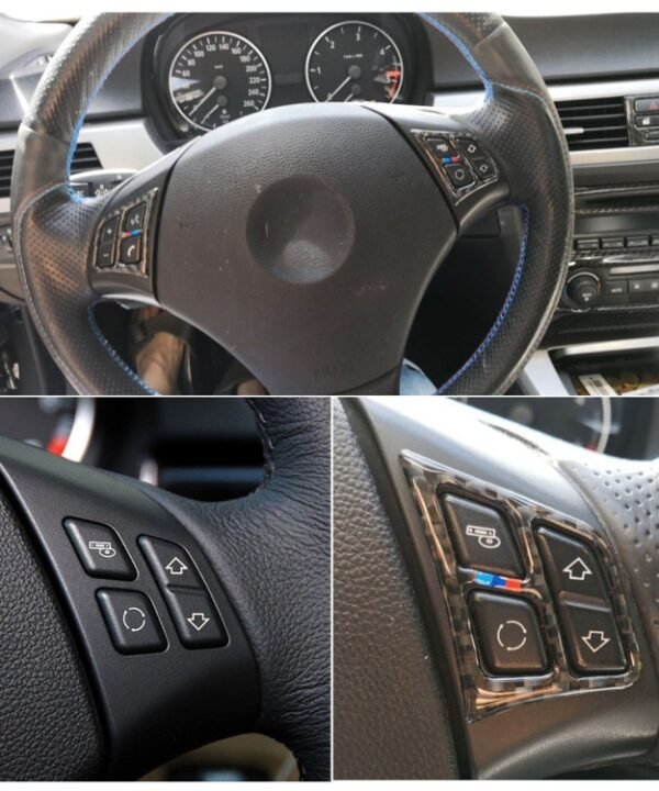 Three Color Carbon Fiber Car Steering Wheel Key Frame Decorative Sticker for BMW E90 2005-2012, Key Frame(Three Color), Key Frame