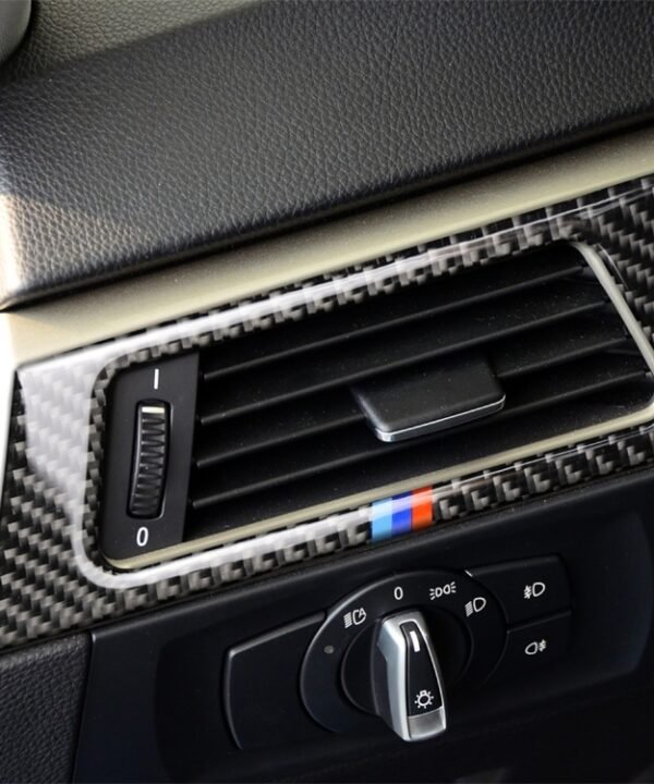 Three Color Carbon Fiber Car Left Air Outlet Panel Decorative Sticker for BMW E90 E92 E93 2005-2012, Suitable for Left Driving