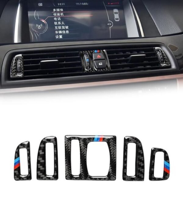5 PCS Carbon Fiber Car Air Outlet Decorative Sticker for BMW 5 Series F10 2011-2017, Air Outlet(Three Color), Air Outlet