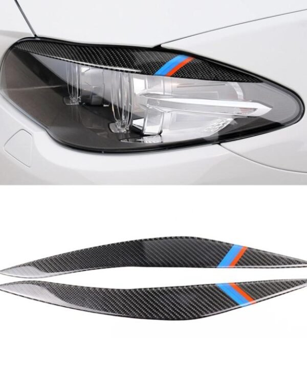 Three Color Carbon Fiber Car Lamp Eyebrow Decorative Sticker for BMW 5 Series F10 2010-2013, Lamp Eyebrow(Three Color), Lamp  Eyebrow