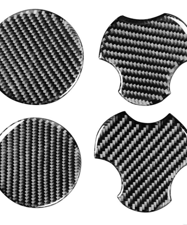 4 in 1 Car Carbon Fiber Water Cup Holder Mat Decorative Sticker for Jeep Wrangler JK 2007-2010, Left and Right Drive Universal
