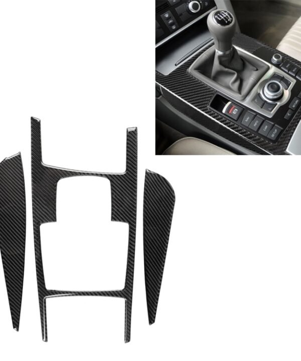 Car Carbon Fiber Gear Shift Position + Side Panel Decorative Sticker for Audi A6 2005-2011, Left Drive, High Configuration