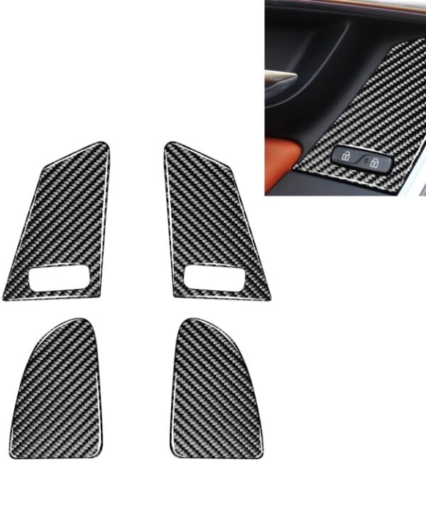 4 PCS Car Carbon Fiber Window Lifting Button Decorative Stickers for Volvo V60 / XC60 2010-2017 / S60 2010-2018, Left and Right Drive Universal
