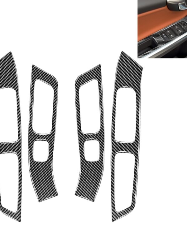 4 PCS Car Carbon Fiber Window Lifting Panel Decorative Stickers for Volvo V60 2010-2017 / S60 2010-2018, Left and Right Drive Universal