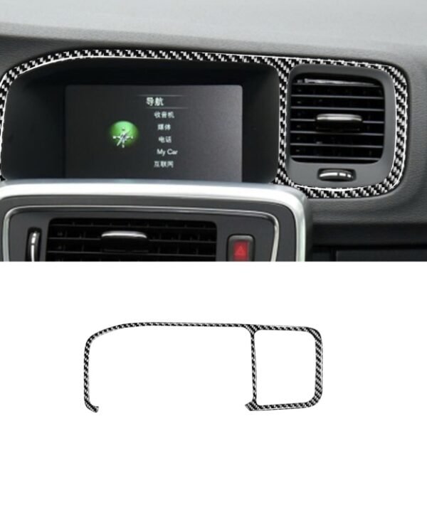 Car Carbon Fiber Navigation Frame Decorative Stickers for Volvo V60 2010-2017 / S60 2010-2018, Left Drive