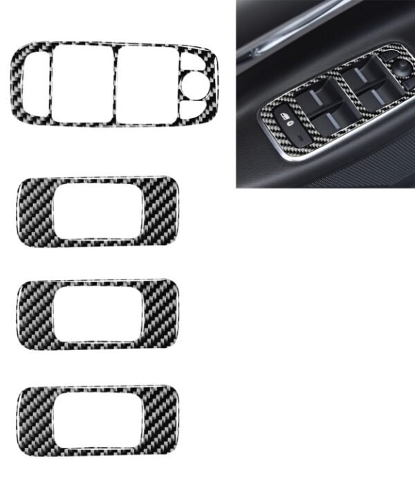 4 in 1 Car Carbon Fiber Lifting Panel Decorative Stickers for Jaguar F-PACE X761 XE X760 2016-2020, Left Drive