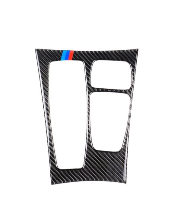 Car Carbon Fiber Tricolor Gear Panel Decorative Sticker for BMW X5 2008-2013 / X6 2009-2014, Low-level Configuration Left Drive