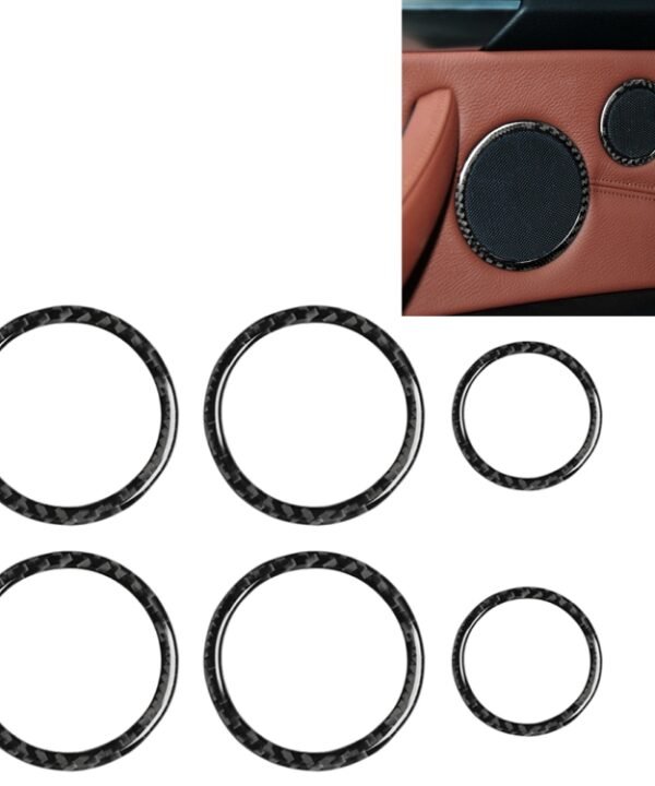 6 in 1 Car Carbon Fiber Solid Color Horn Ring Decorative Sticker for BMW 2008-2013 E70 / 2008-2014 E71, Left and Right Drive Universal