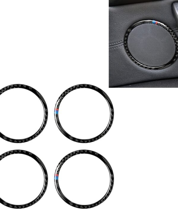 4 in 1 Car Carbon Fiber Tricolor Horn Ring Decorative Sticker for BMW 2008-2013 E70 / 2008-2014 E71, Left and Right Drive Universal