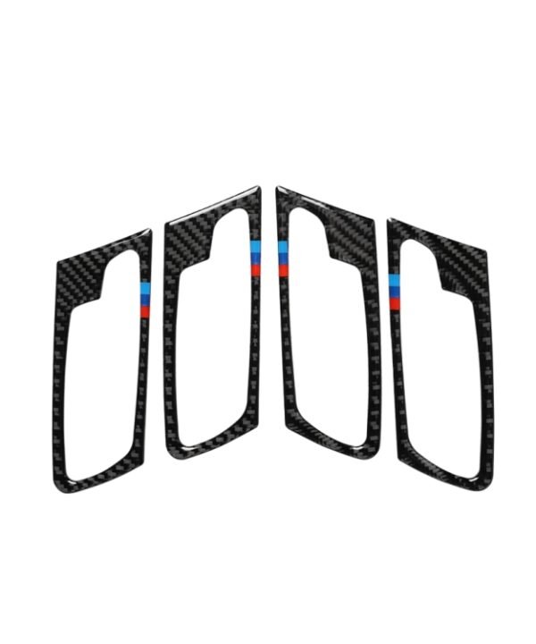 4 in 1 Car Carbon Fiber Tricolor Door Handle Decorative Sticker for BMW 2008-2014 X5 E70 / E71, Left Drive