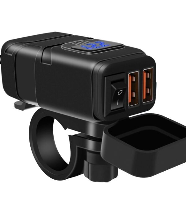 Universal Car Super Quick Dual Port USB Charger Power Outlet Adapter with LED Digital Voltmeter