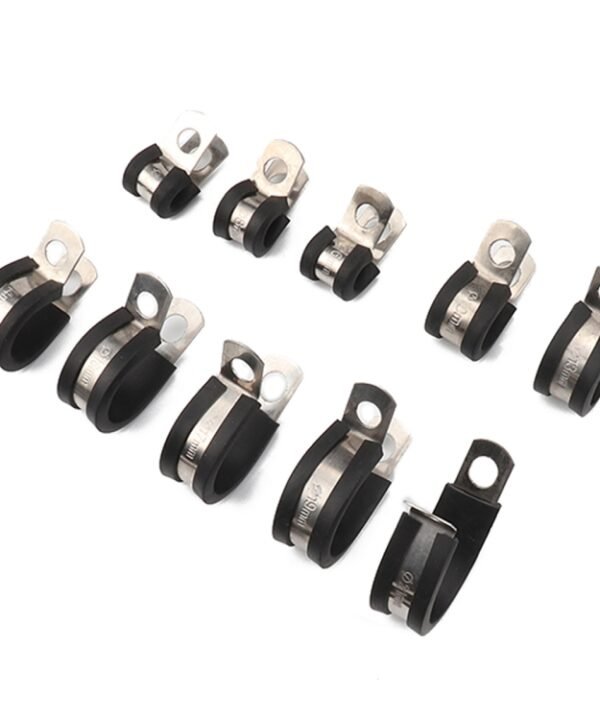 10 PCS Car Rubber Cushion Pipe Clamps Stainless Steel Clamps, Size: 7/4 inch (44mm)