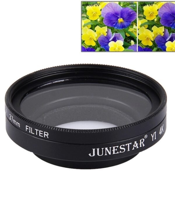 JUNESTAR for Xiaomi Xiaoyi Yi II 4K Sport Action Camera Proffesional 37mm UV Filter + Lens Protective Cap